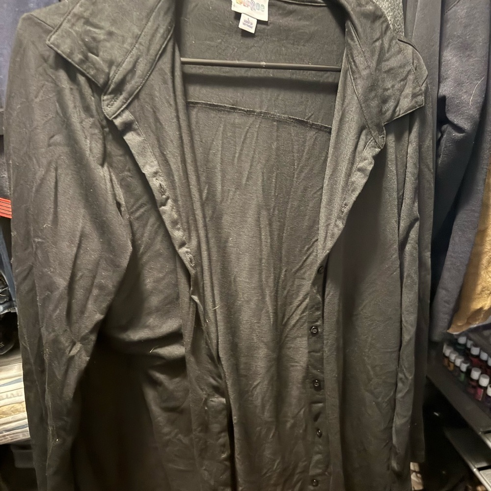LuLaRoe Black Button-Up Shirt
